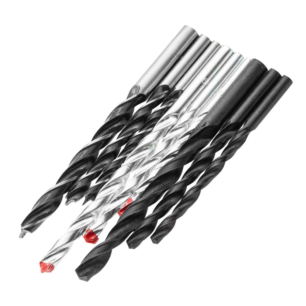 Набор сверл по бетону 5-6-8 мм, металлу 5-6-8 мм, дереву 5-6-8 мм, 9 шт, цилиндрический хвостовик Sparta (725055)