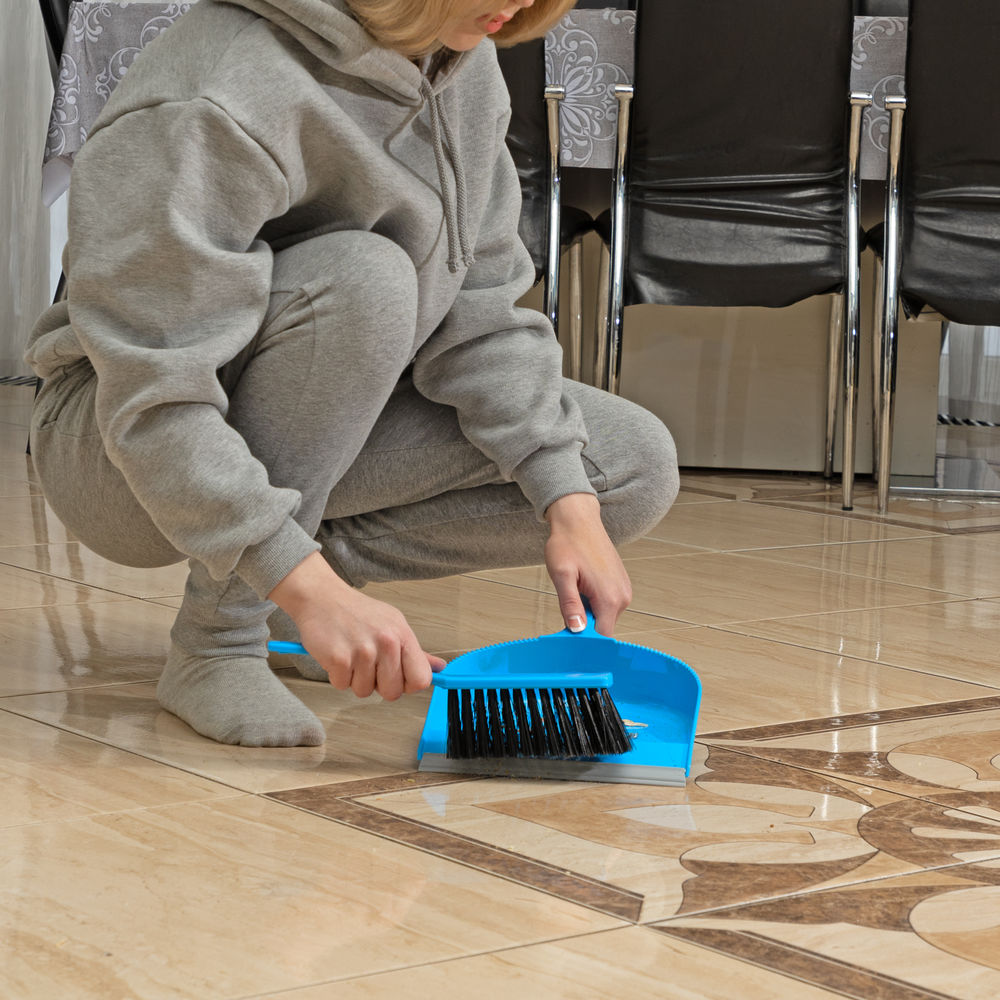 Набор: совок с кромкой 330 x 225 мм и щетка-сметка 285 мм, голубой, Home Palisad (933105)