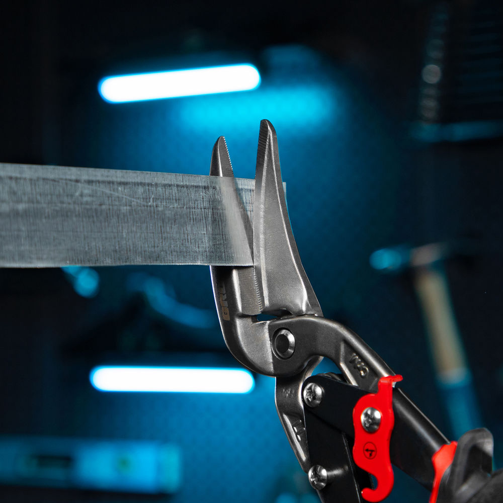 Ножницы по металлу Piranha, 270 мм, прямой и левый проходной рез, сталь СrMo, двухкомпонентные рукоятки Gross