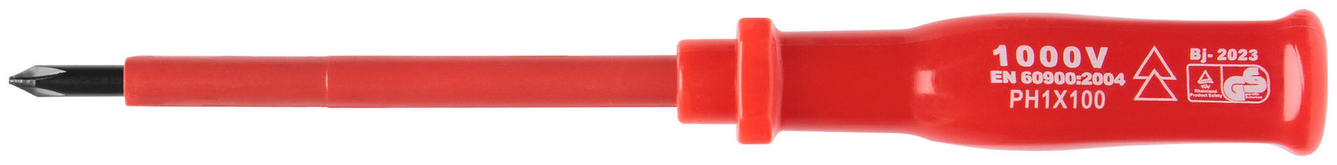 Отвертка изолированная 1000 В, CrV сталь, пластиковая ручка РН1 х 100 мм (55807)