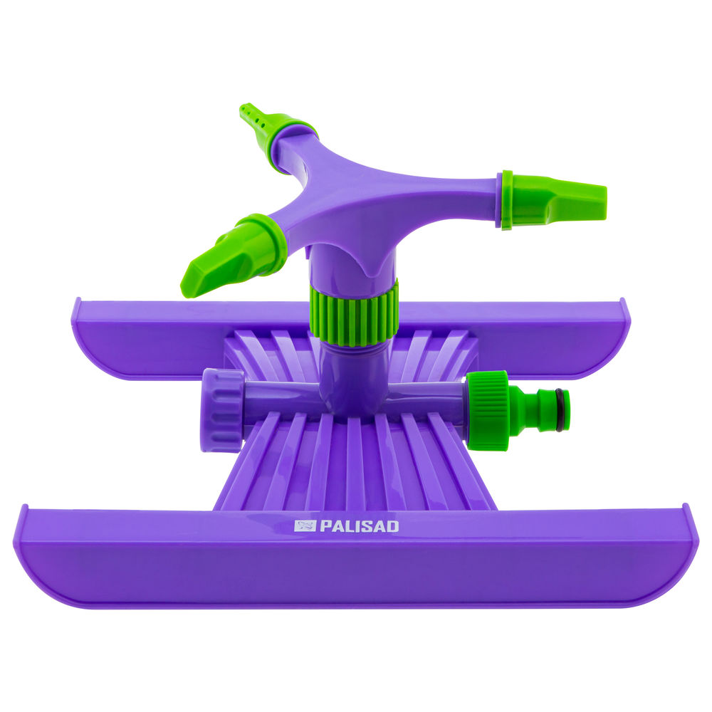 Разбрызгиватель, АБС-пластик, вращающий с тремя лопостями, штуц D 3/4, с подставкой, площадь полива до 180 кв. м, дальность полива 15 м Palisad (65409)