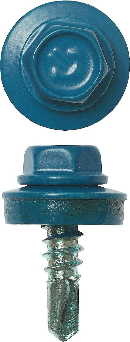 Саморез кровельный 19 х 5.5 мм, RAL 5009 небесно-голубой, 500 шт СКМ 5009 ЗУБР 4-300315-55-019-5009