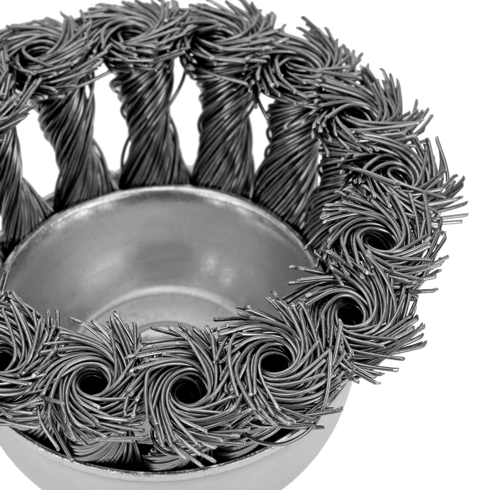 Щетка для дрели, 75 мм, чашка со шпилькой, крученая металлическая проволока Matrix (74470)