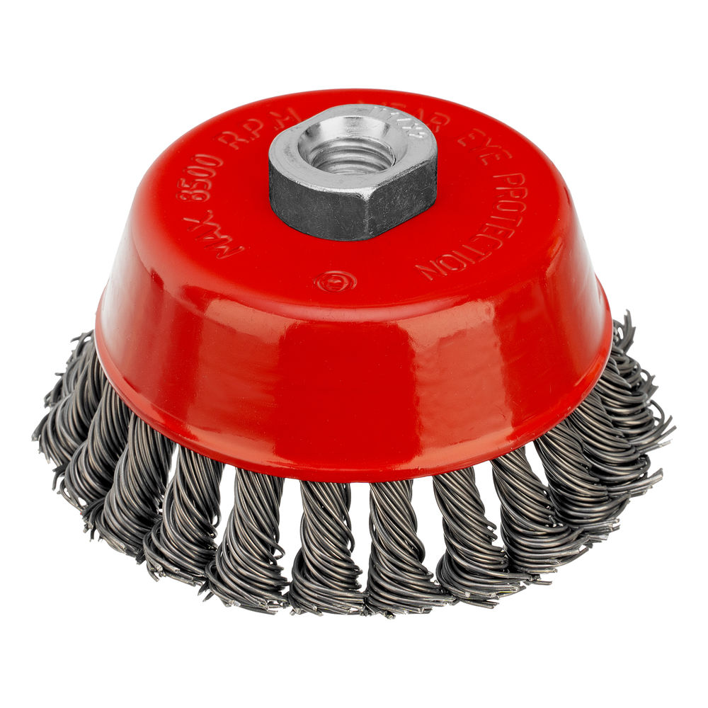 Щетка для УШМ, 100 мм, М14, чашка, крученая проволока 0.8 мм Matrix (74623)