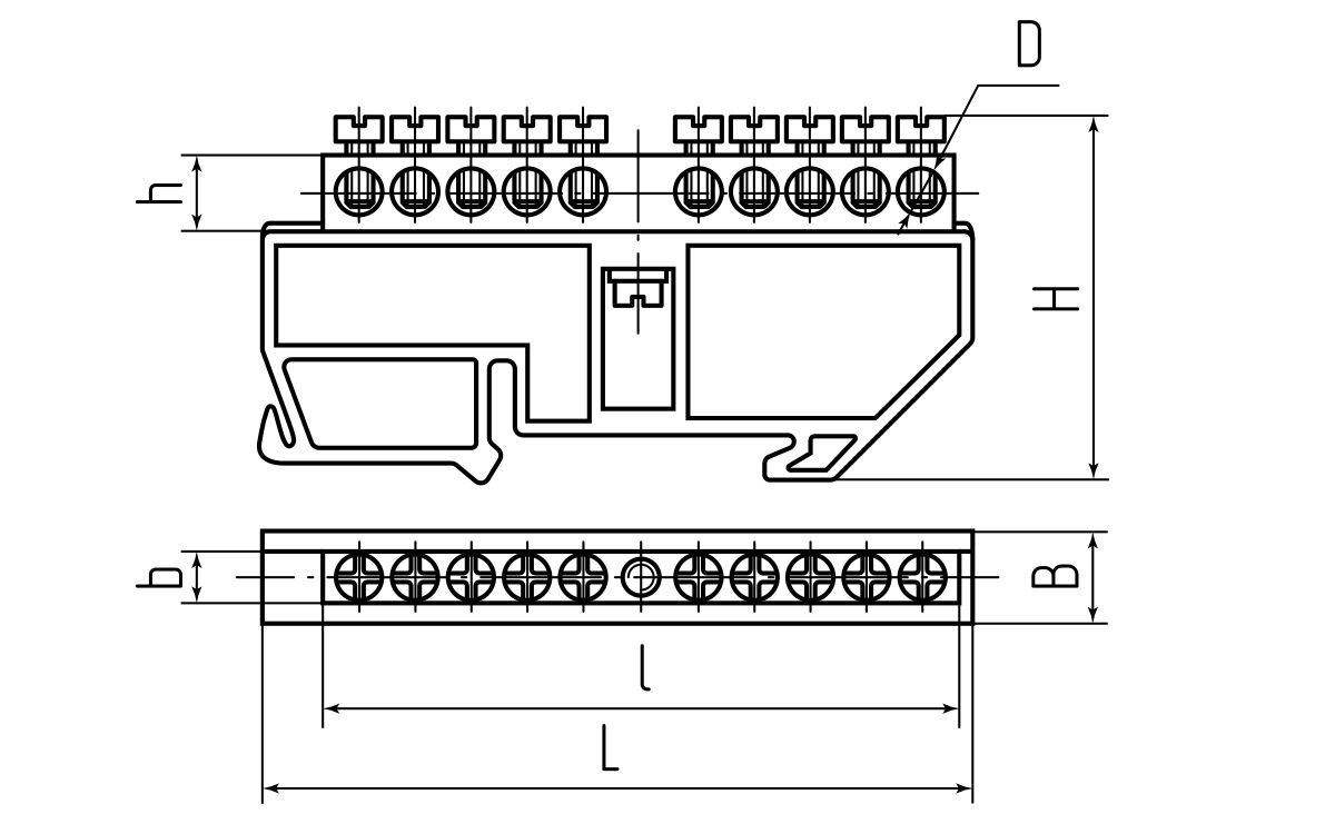 Шина N ноль на DIN-изол ШНИ-6х9-6 (син) (КВТ) (87188)