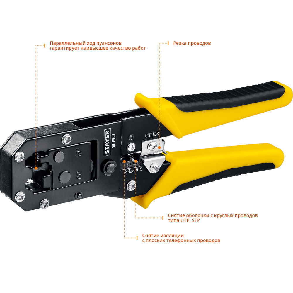 Кримпер универсальный (RJ45, RJ11, RJ12) S-RJ Professional STAYER 22652