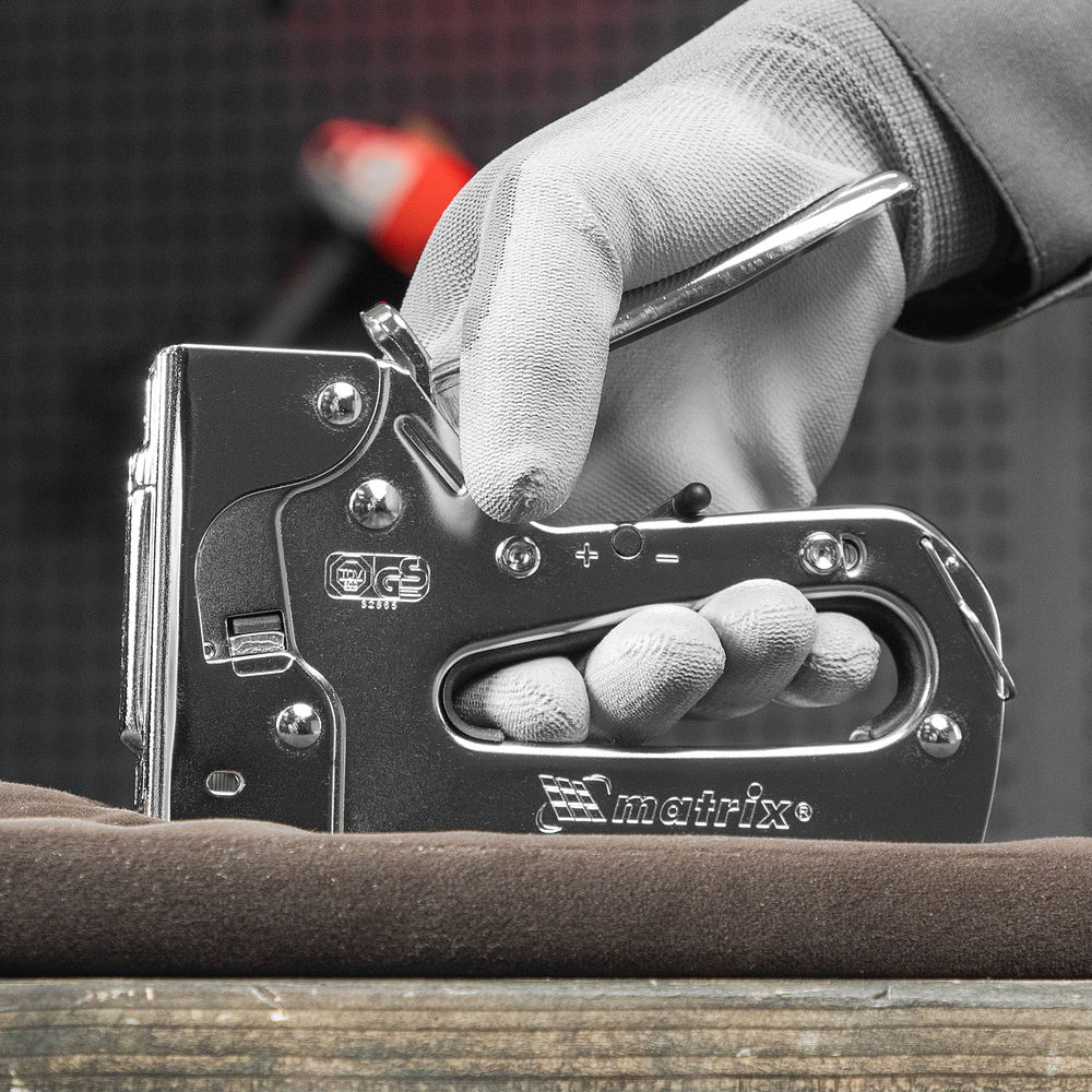 Степлер мебельный металлический регулируемый, тип скобы 53, 6-14 мм Matrix Professional (40913)