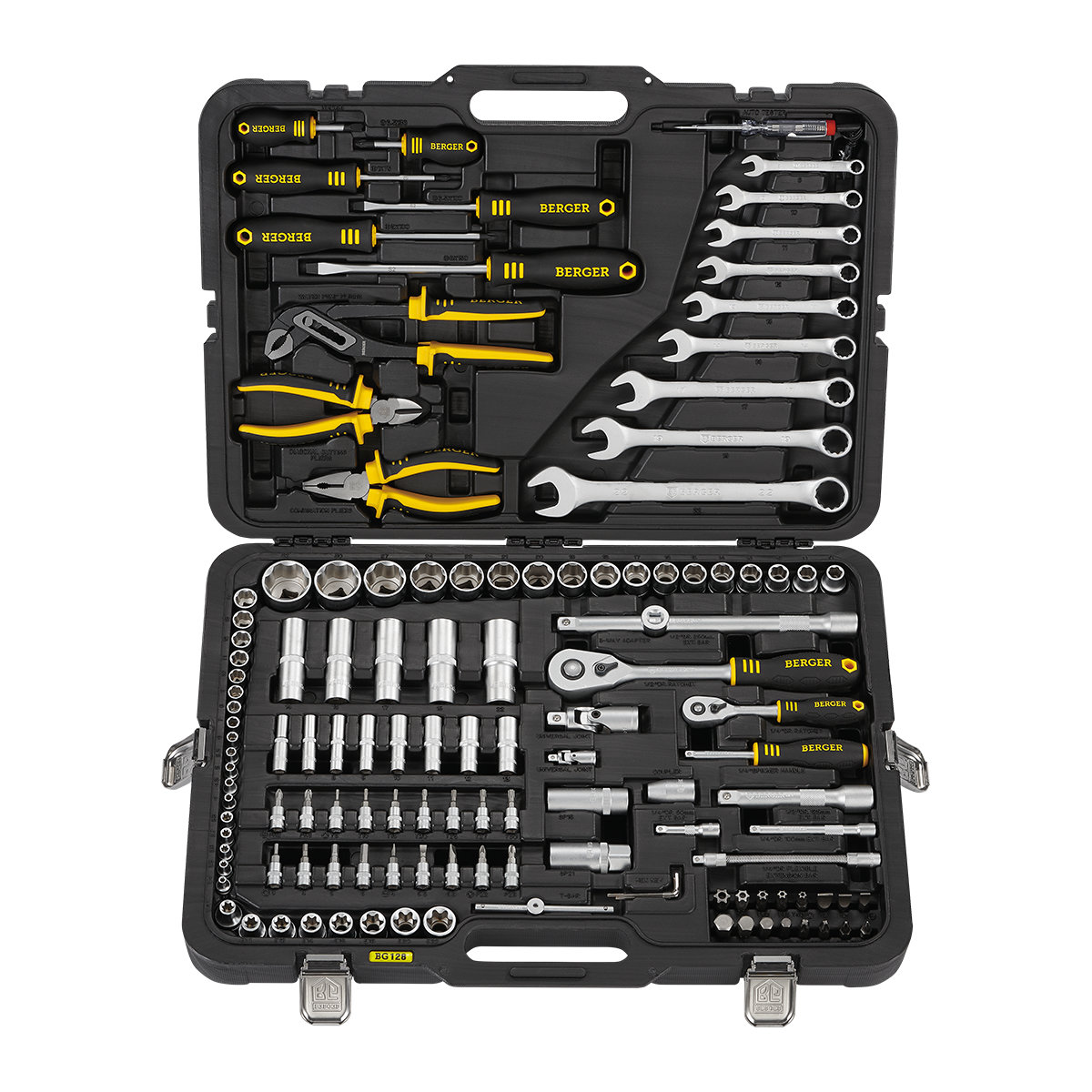 Универсальный набор инструментов BERGER 128 предметов 1/2” - 1/4” «ДРЕЗДЕН» BG128-1214