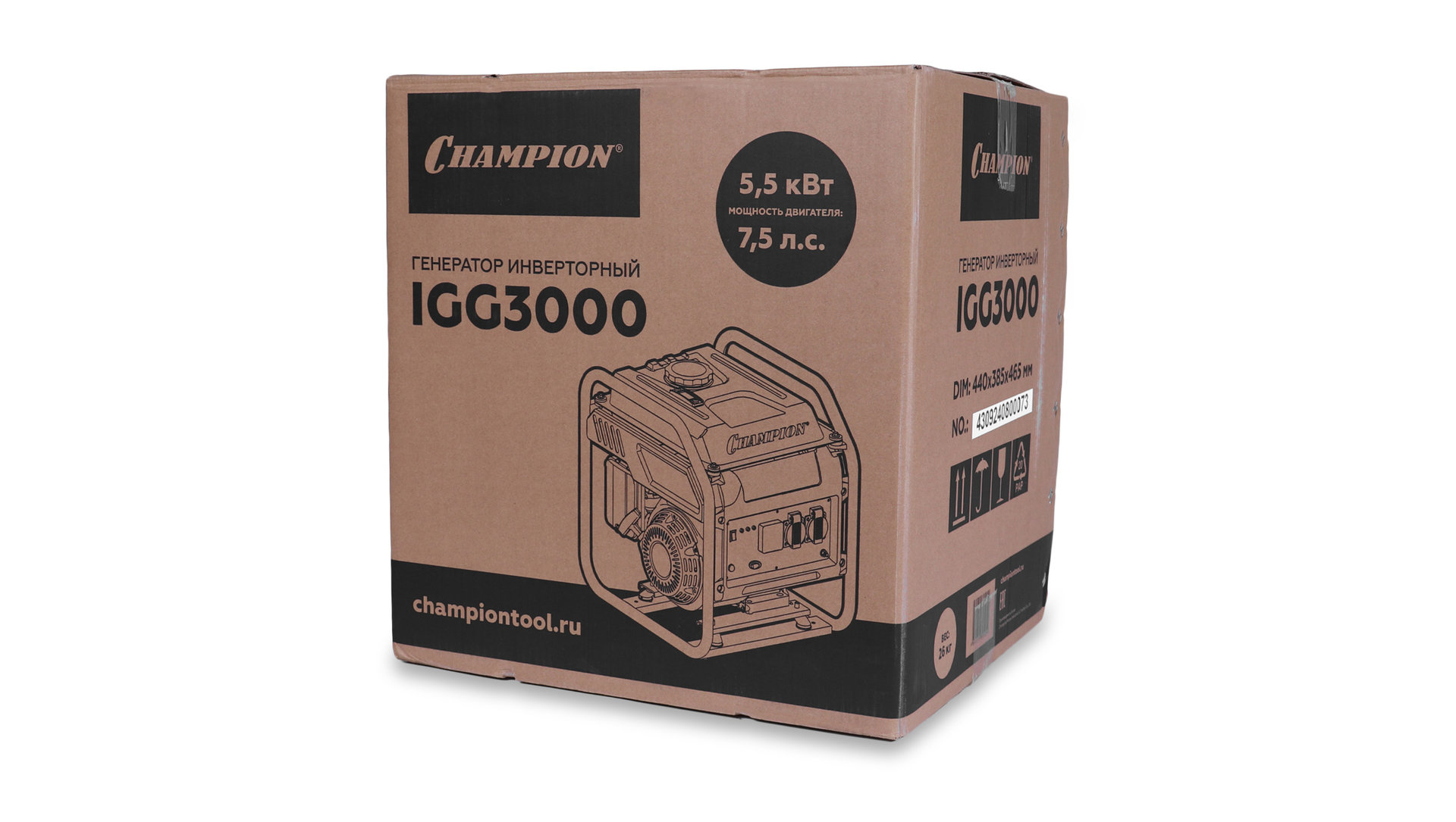 Генератор CHAMPION IGG3000 (2,8/2,9кВт, 7,5лс, 7л, 26кг) (IGG3000)