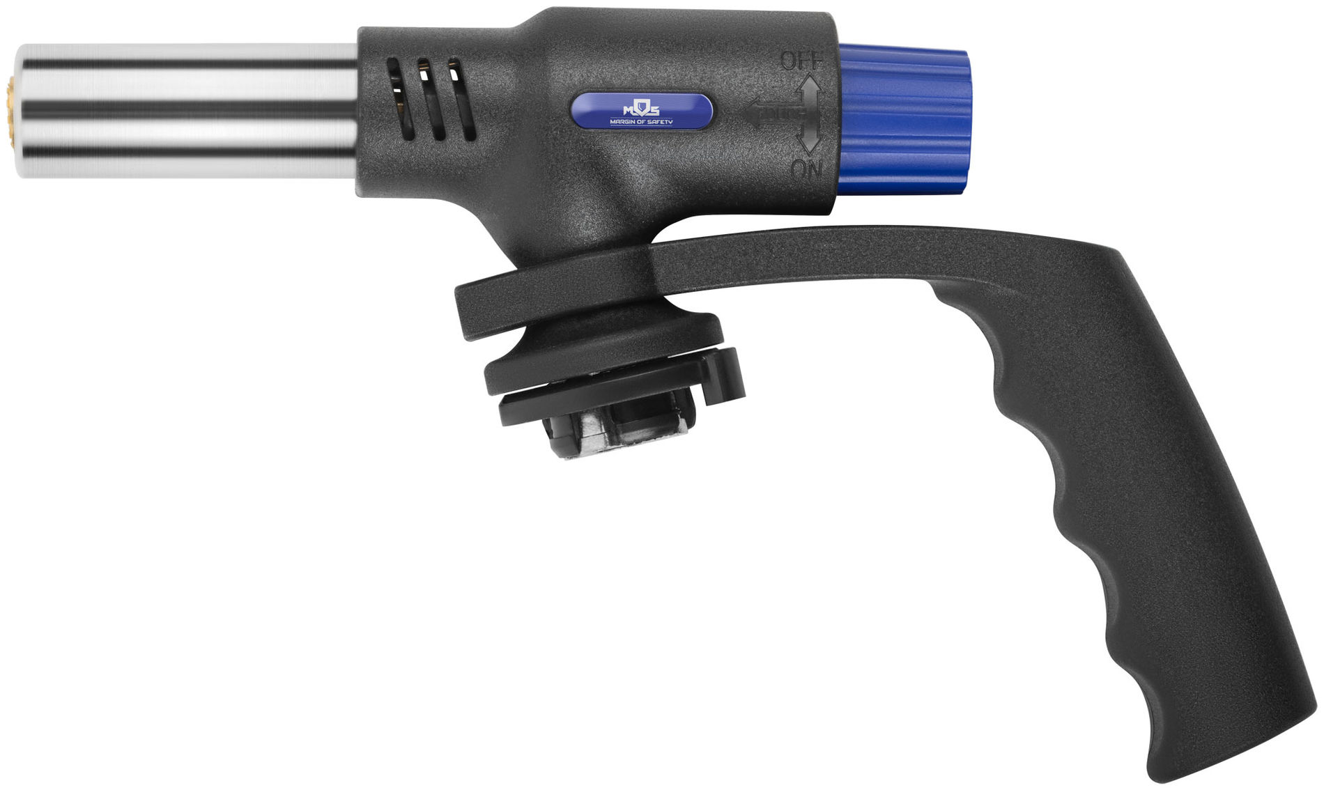 Горелка газовая на цанговый баллон, пласт.корпус с рукоятью, с пьезоподжигом, сопло 22 мм (67658М)