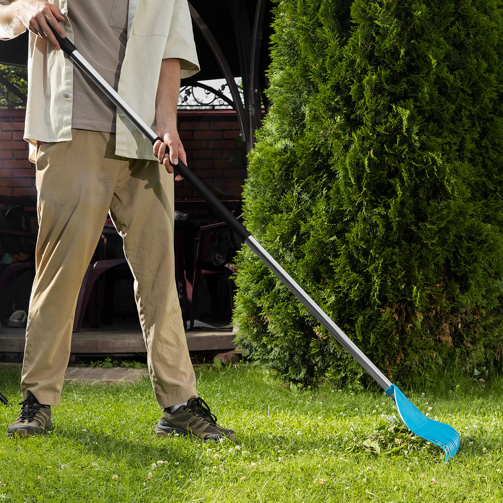 Грабли веерные пластиковые, 485 мм, 23 плоских зуба, усиленные, Luxe, Palisad (61793)