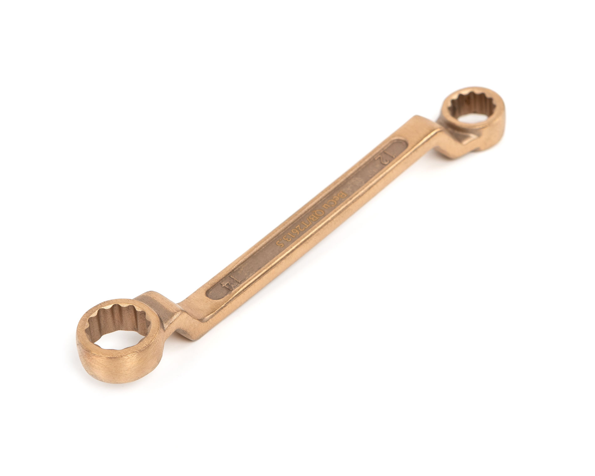 Ключ гаечный накидной двусторонний коленчатый 12х14 искробезопасный сплав BeCu 151-1214, HORTZ