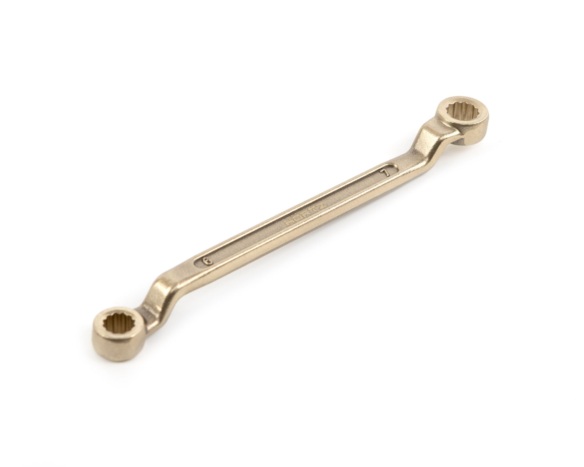 Ключ гаечный накидной двусторонний коленчатый 6х7 искробезопасный сплав AlCu 151-0607, HORTZ