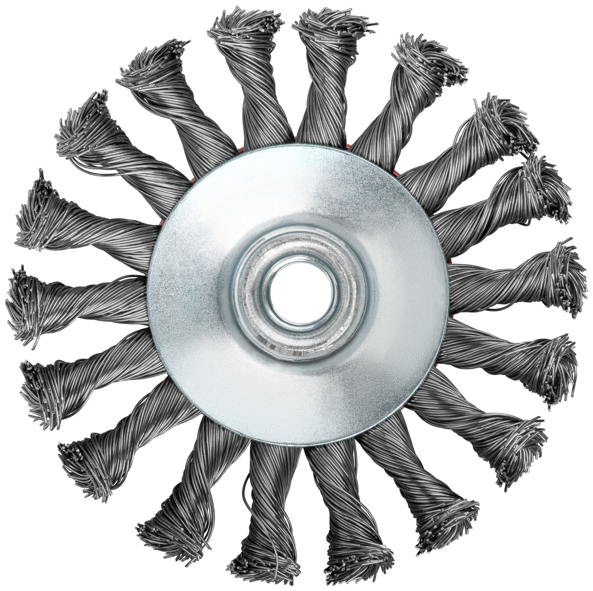 Корщетка-колесо с наклоном, гайка М14, стальная витая проволока 115 мм (39115)