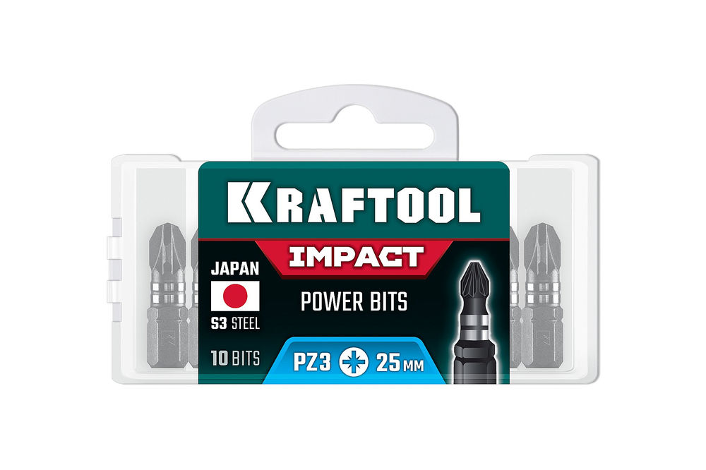 Ударные биты Impact PZ 3, 25 мм, 10 шт KRAFTOOL 26193-3-25-S10