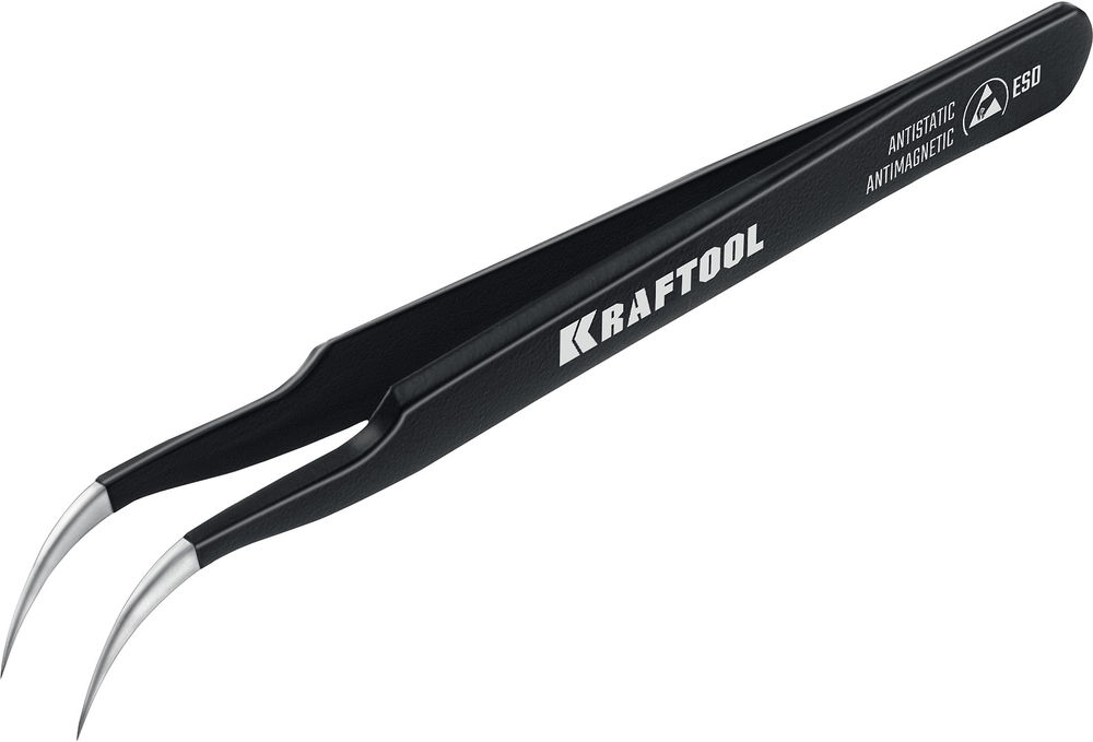 Антистатический антимагнитный прецизионный пинцет изогнутый, 116 мм KRAFTOOL 222126