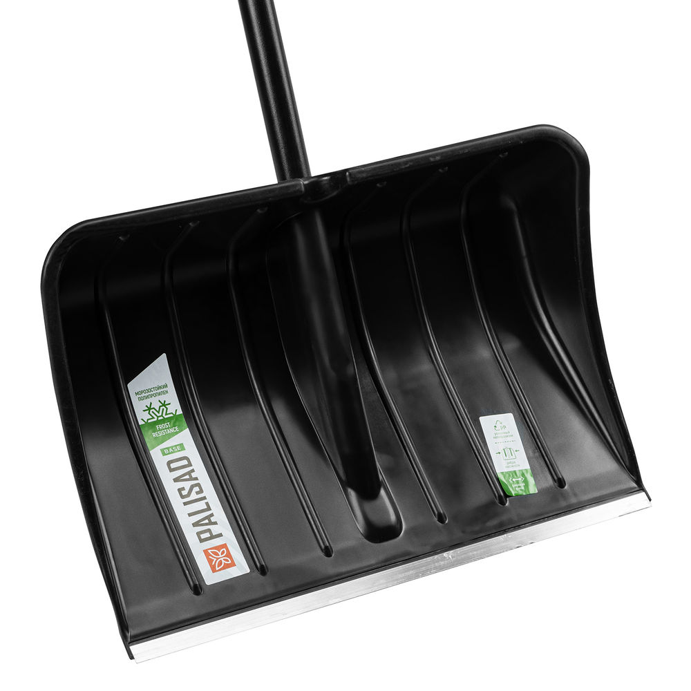 Лопата для уборки снега, полипропилен, 535х375х1400, стальной черенок, BASE Palisad (61493)