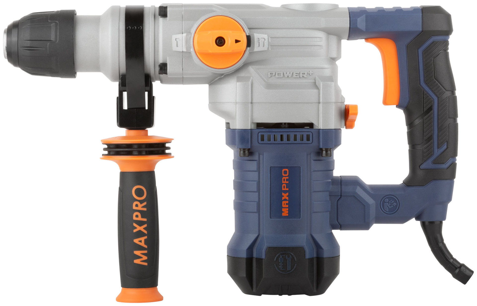 Перфоратор демонтажный 1200 Вт; 880 об/мин; 4,5 Дж; 3 режима; Д/Б/М-40/28/13; 4,95 кг; SDS-PLUS; антивибрационная ручка; резиновые вставки MAX-PRO 85091