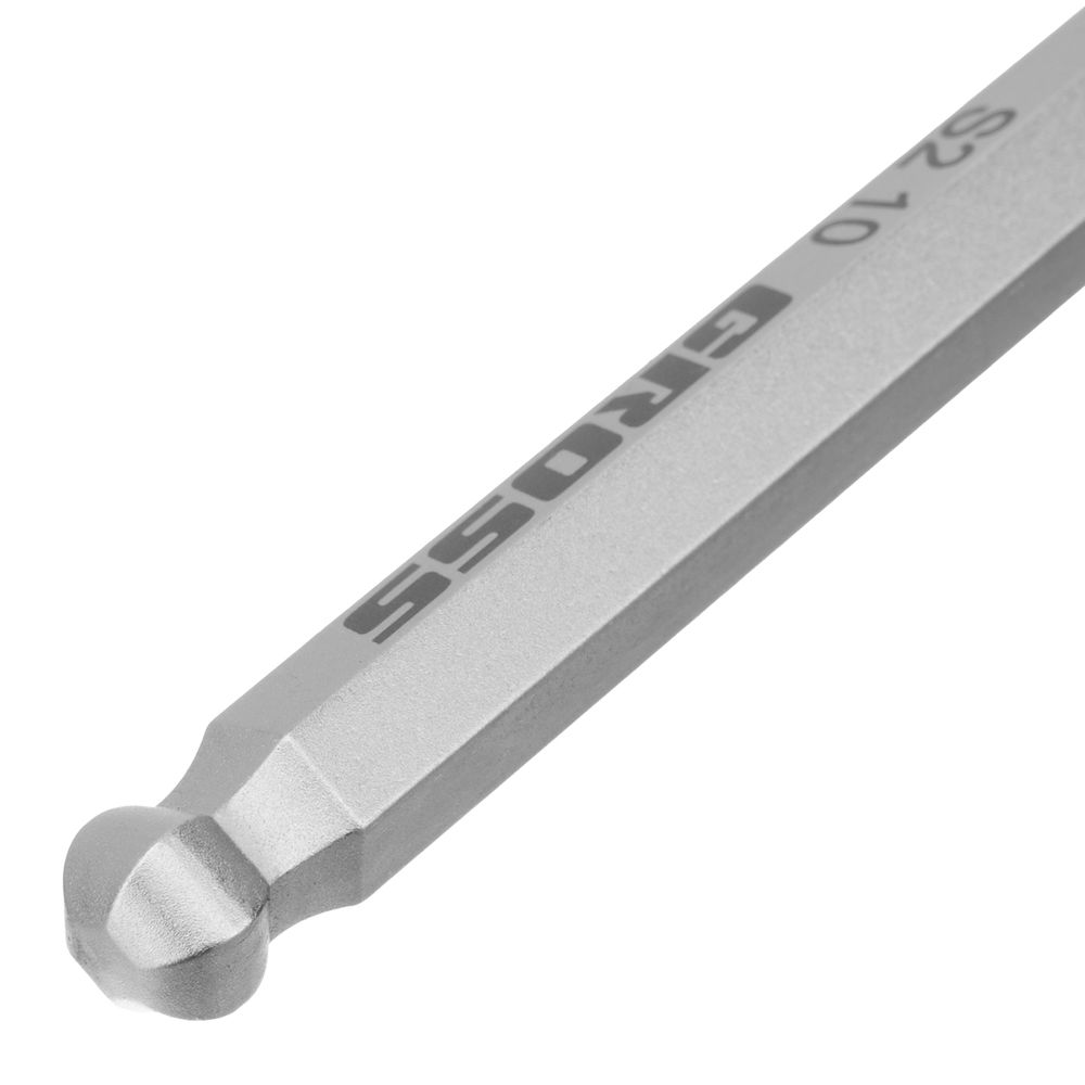 Набор ключей имбусовых HEX, 1.5-10 мм, S2, 9 шт, удлиненные с шаром, сатинированные Gross (16403)