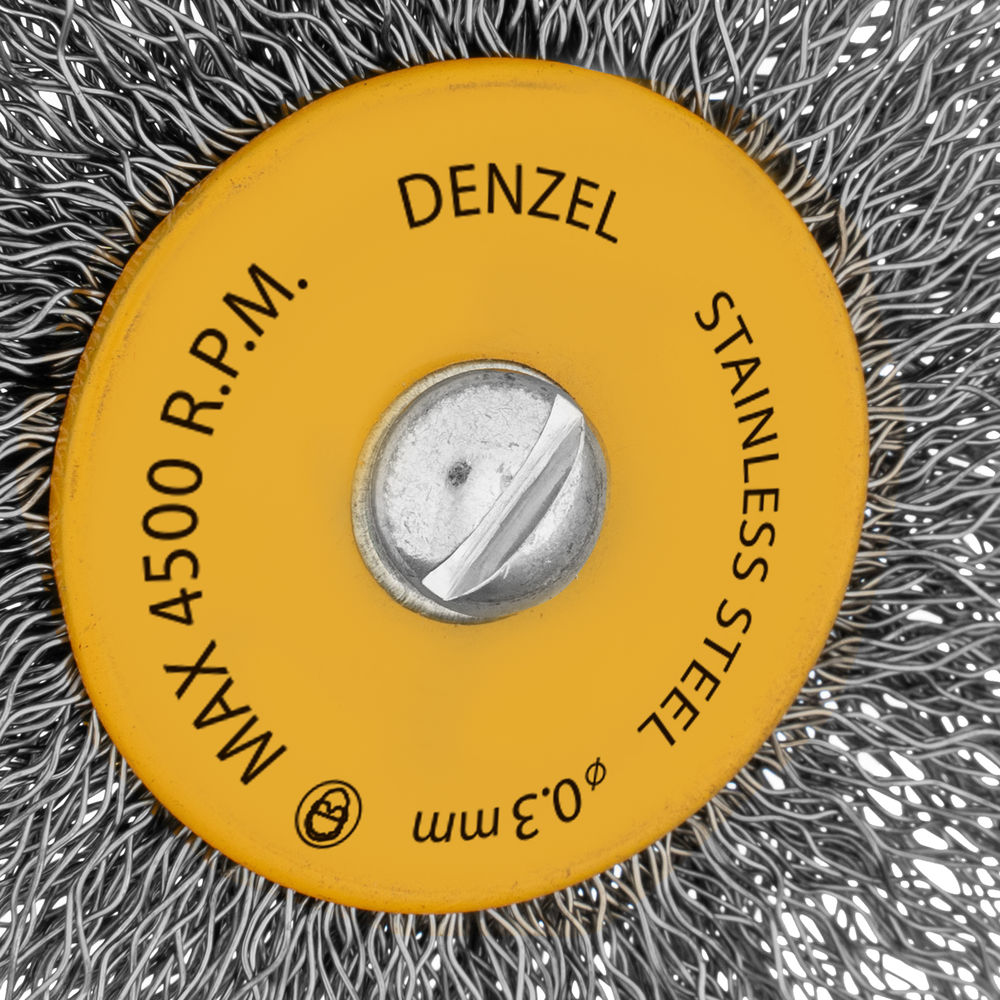 Набор щеток для дрели, 5 Плоских 25-38-50-63-75 мм, шпилька, нерж. вит. проволока Denzel (74495)