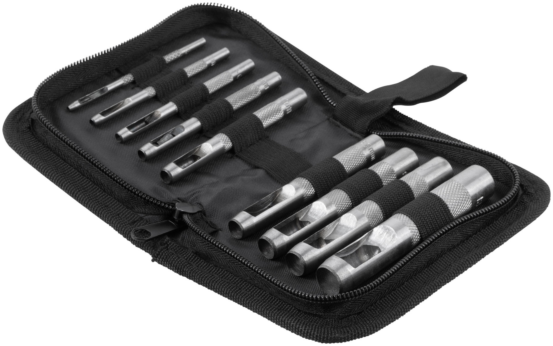 Пробойники для кожи, набор 9 шт. (отверстия 2-3-4-5-6-8-9-10-13 мм ) (67428)