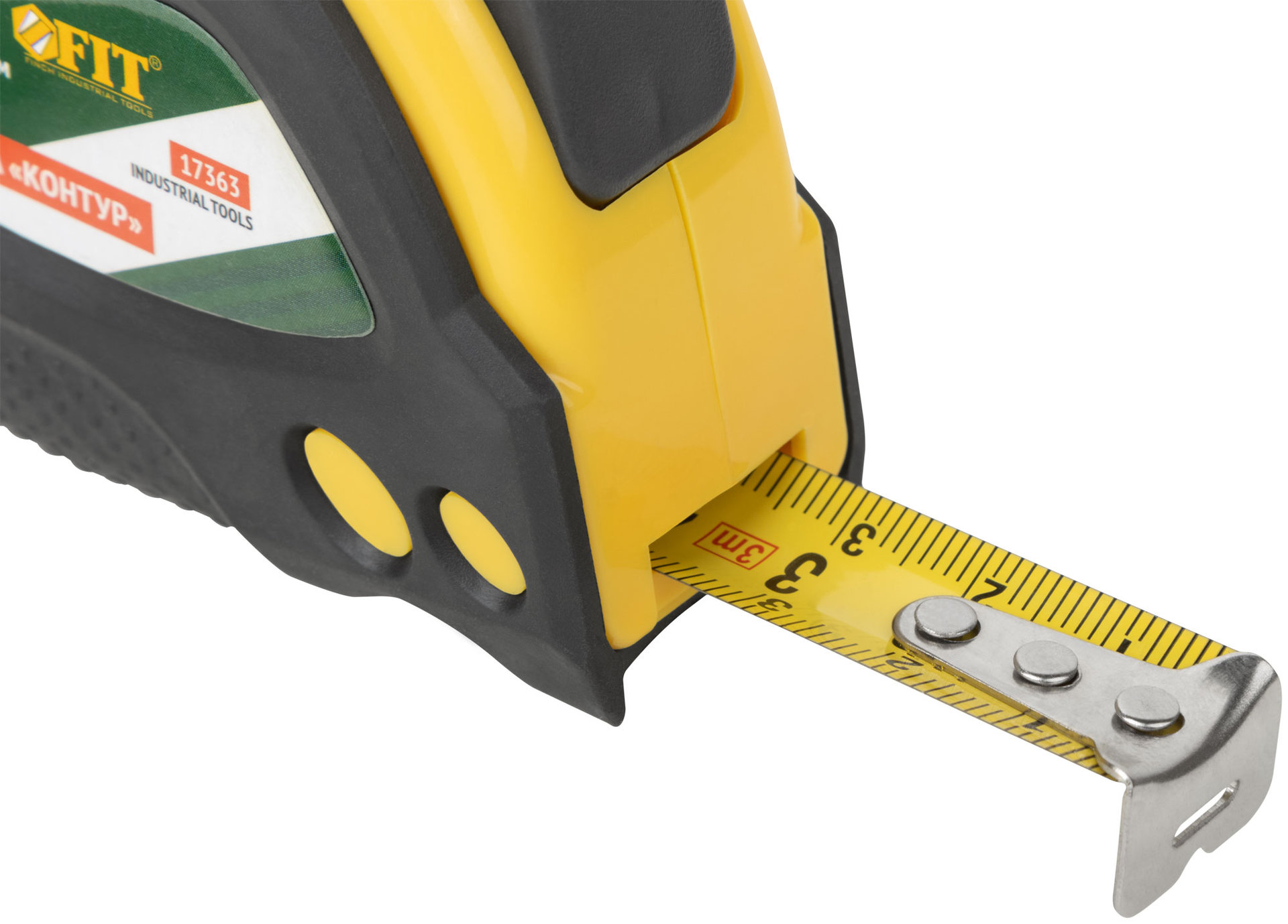 Рулетка Контур с автостопом, прорезиненный корпус 3 м x 16 мм