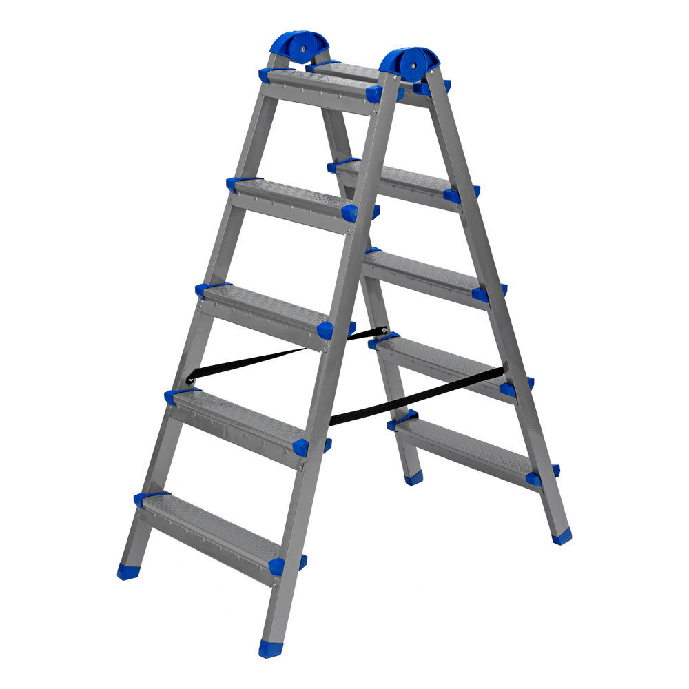 Стремянка двухсторонняя 5 ступеней, сталь профиль, стальные ступени, Сибртех (97985)