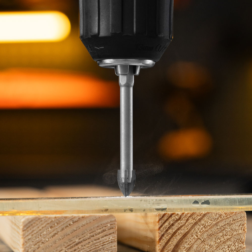 Сверло по керамической плитке 8 мм, крестовая пластина, шестигранный хвостовик// Denzel (728073)