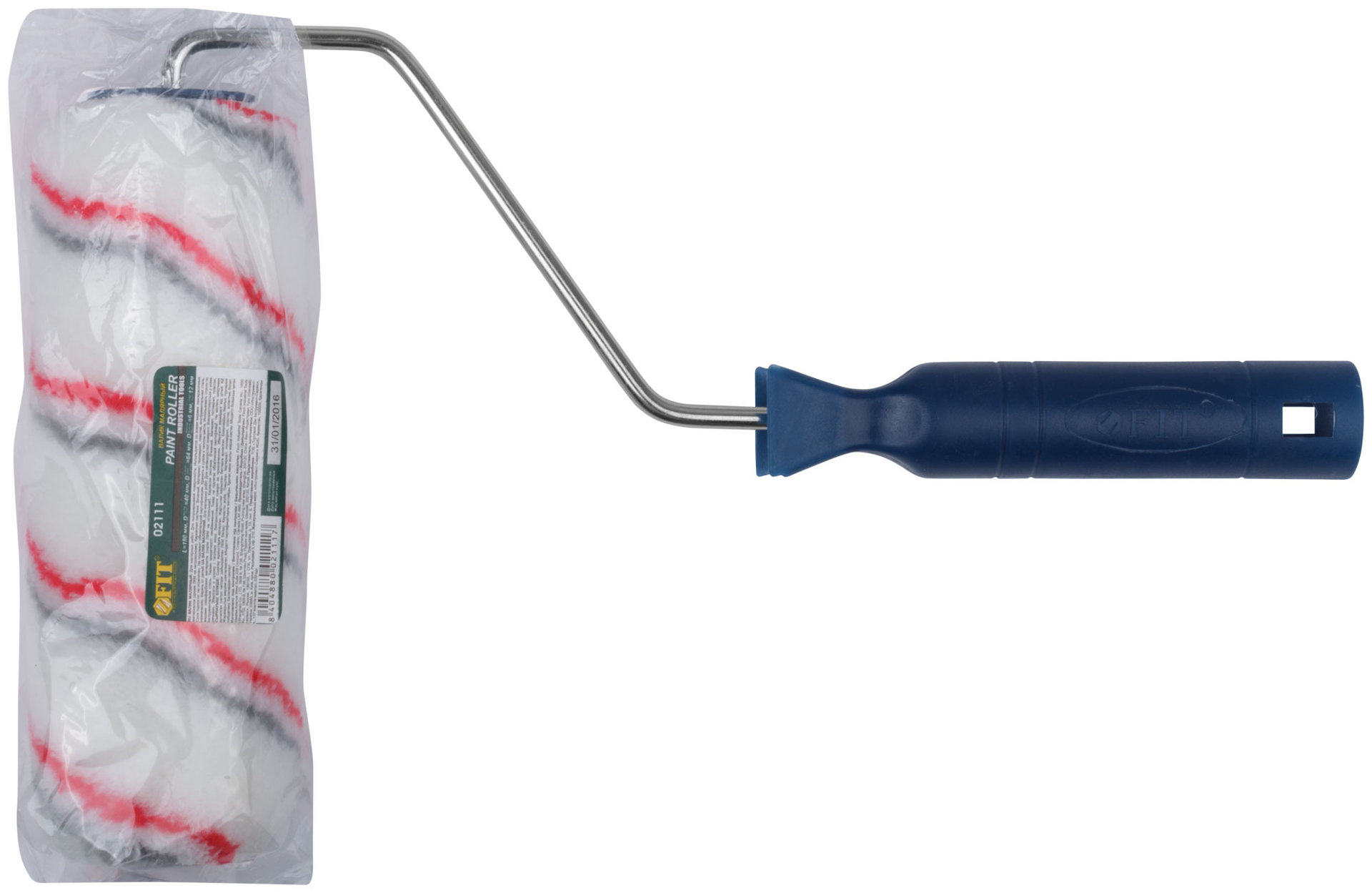 Валик полиакриловый, белый со спиральными полосами, каркасн.сист., диам.40/64 мм, ворс 12 мм, 180 мм (02111)