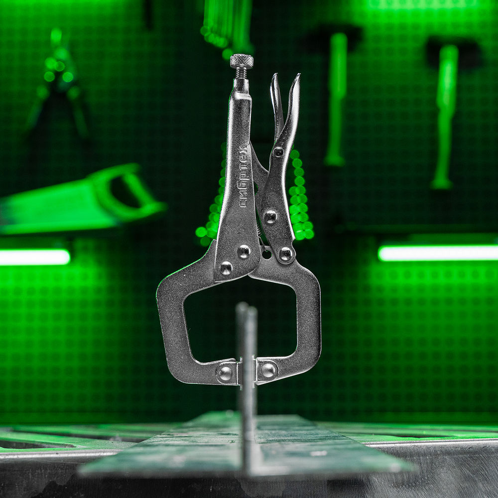 Зажим ручной, увеличенный захват, подвижные губки, 170 мм Сибртех (18425)