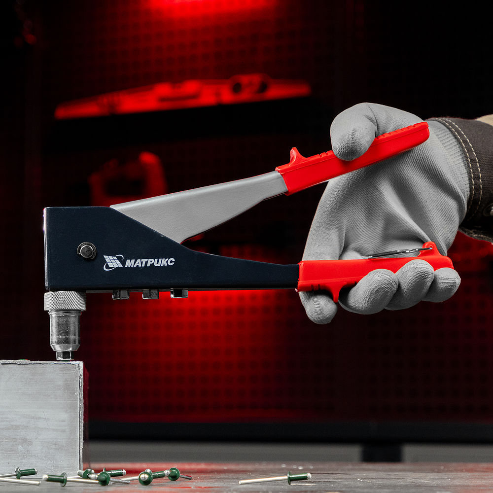 Заклепочник, 250 мм, переставной 0-90 градусов, заклепки 2.4-3.2-4.0-4.8 мм Матрикс (40527)