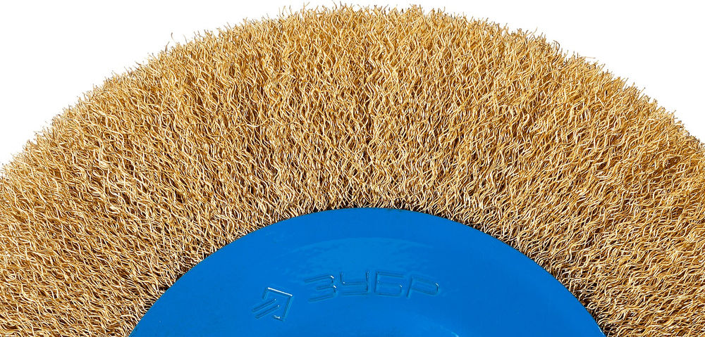 Щетка дисковая для УШМ 150 мм, витая стальная латунированная проволока 0.3 мм ЗУБР Профессионал 35186-150_z01