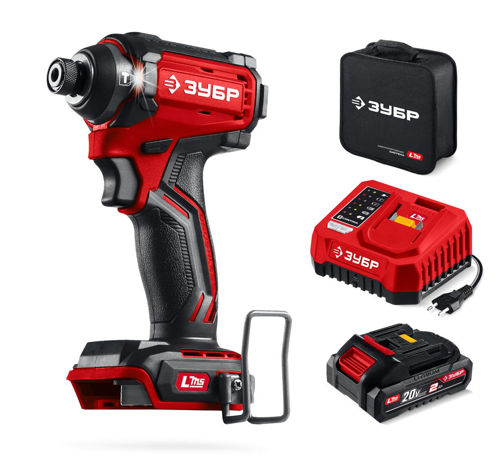Винтоверт ударный бесщеточный 20 В 180 Н·м 1 АКБ LMS 2 А·ч сумка ЗУБР ВБУ-180-21