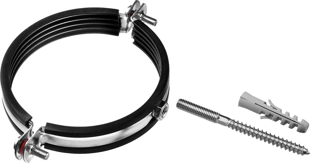 Хомут трубный с сантехнической шпилькой и дюбелем 4, цинк, 1 шт ЗУБР 37866-107-116