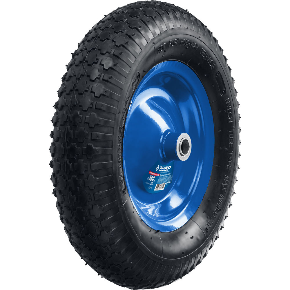 Пневматическое колесо КПВ-2, 4 х 380 мм, для тачки арт. 39913, стальной диск, подшипник 20 мм ЗУБР Профессионал 39902-2