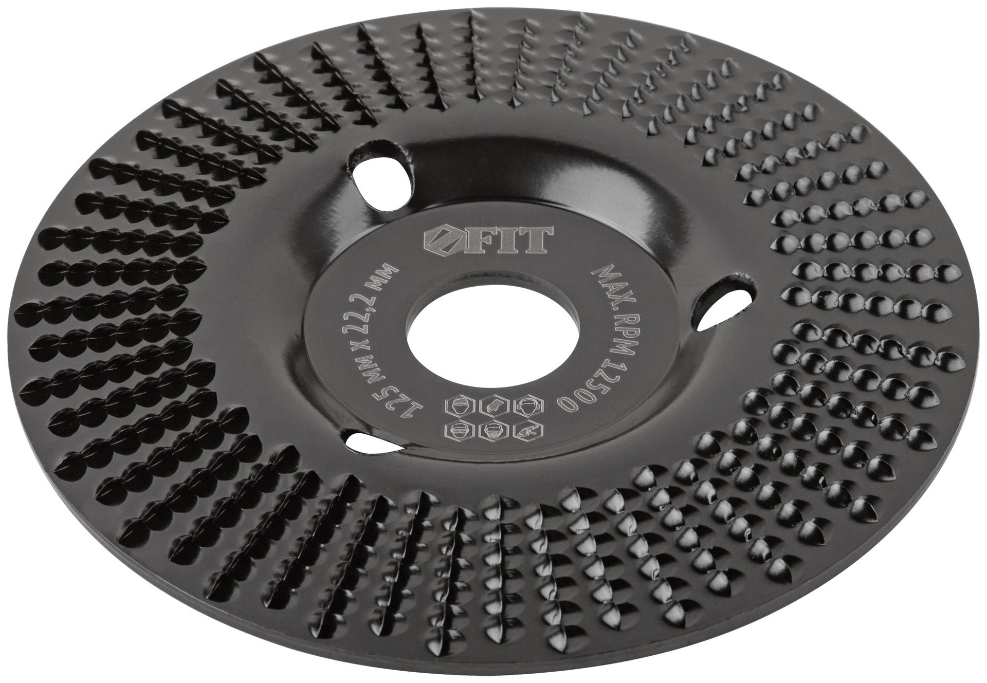 Диск обдирочный по дереву, наклонный, посадочный диаметр 22,2 мм, 125 мм, средняя насечка (39525)