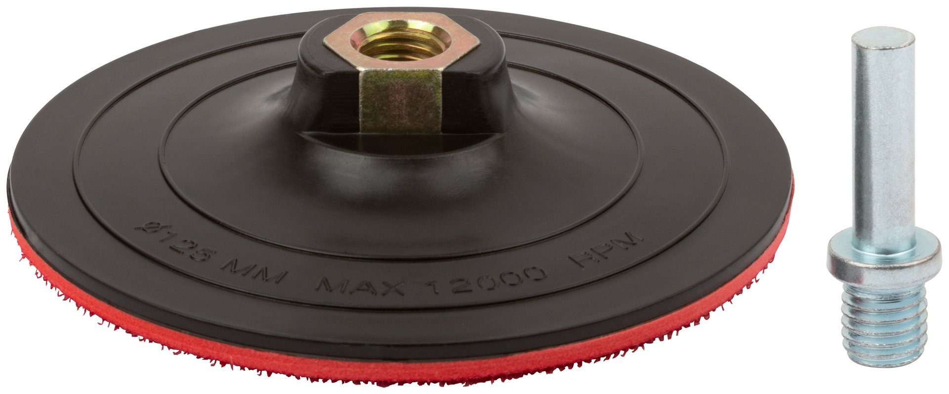 Диск шлифовальный с липучкой, гайка М14 + переходник для дрели, 125х3 мм (39618)