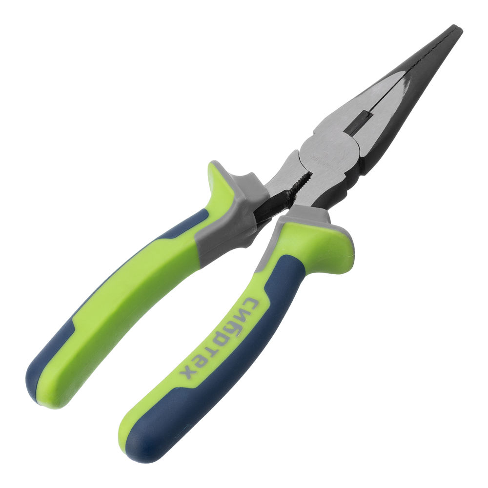 Длинногубцы прямые 200 мм, фосфатирование, трехкомпонентные рукоятки Сибртех (17161)