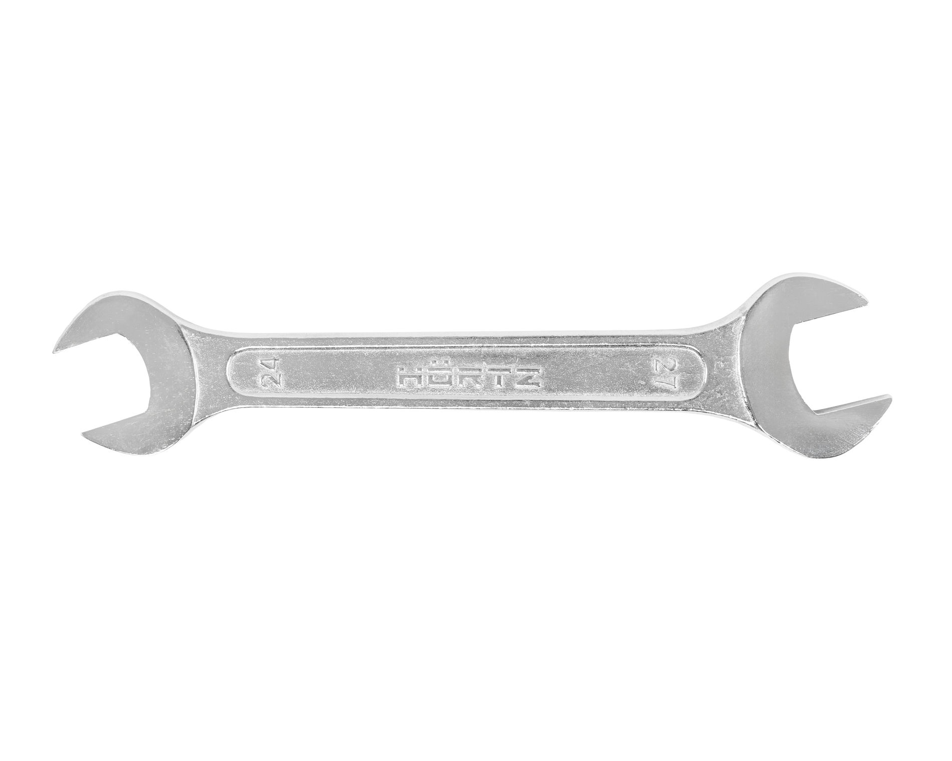 ключ гаечный рожковый двусторонний 24x27 хромированный на подвесе HORTZ