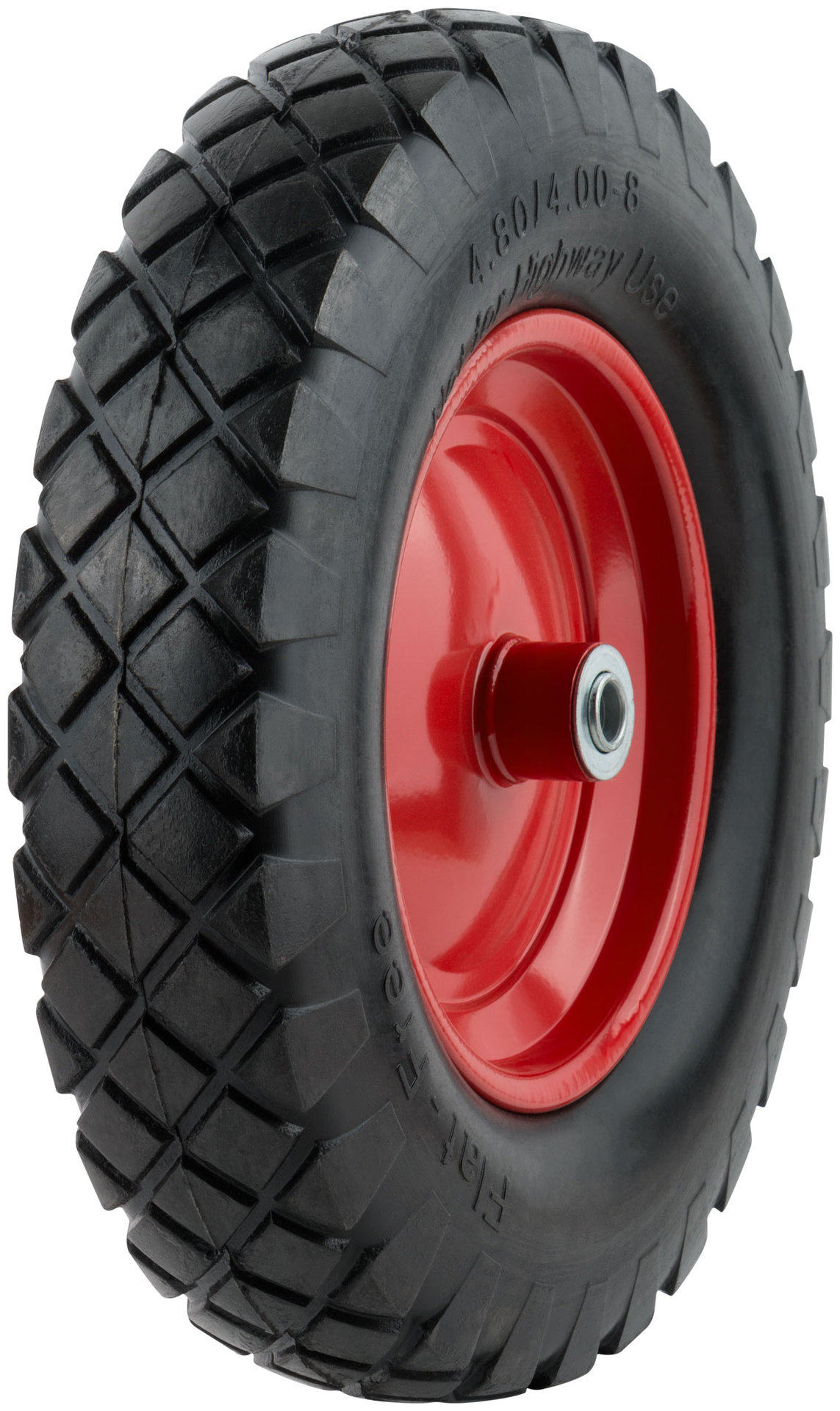 Колесо запасное полиуретановое 380х65 мм для тачек 77611; 77612; 77627 ( PU 4.00-8 ) ( посадка ширина 95 мм, диаметр 16 мм ) (77635)