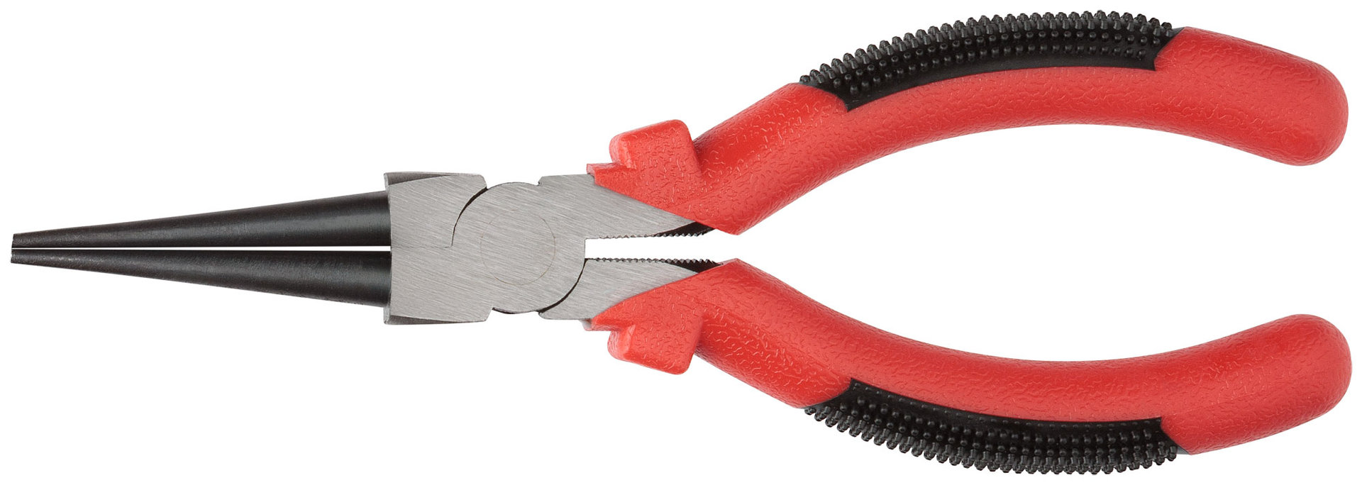 Круглогубцы Стандарт, красно-черные пластиковые ручки, полированная сталь 165 мм
