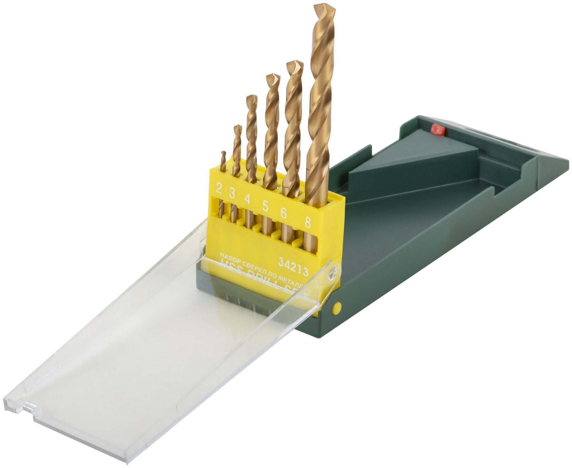 Набор сверл HSS по металлу, титановое покрытие, 6 шт. (2-3-4-5-6-8 мм) (34213)