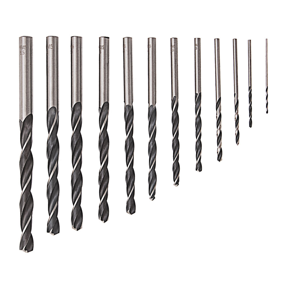 Набор сверл по металлу, 1-10 мм (через 0.5 мм) 19 шт, Р6М5, прокат, цилиндрический хвостовик Барс