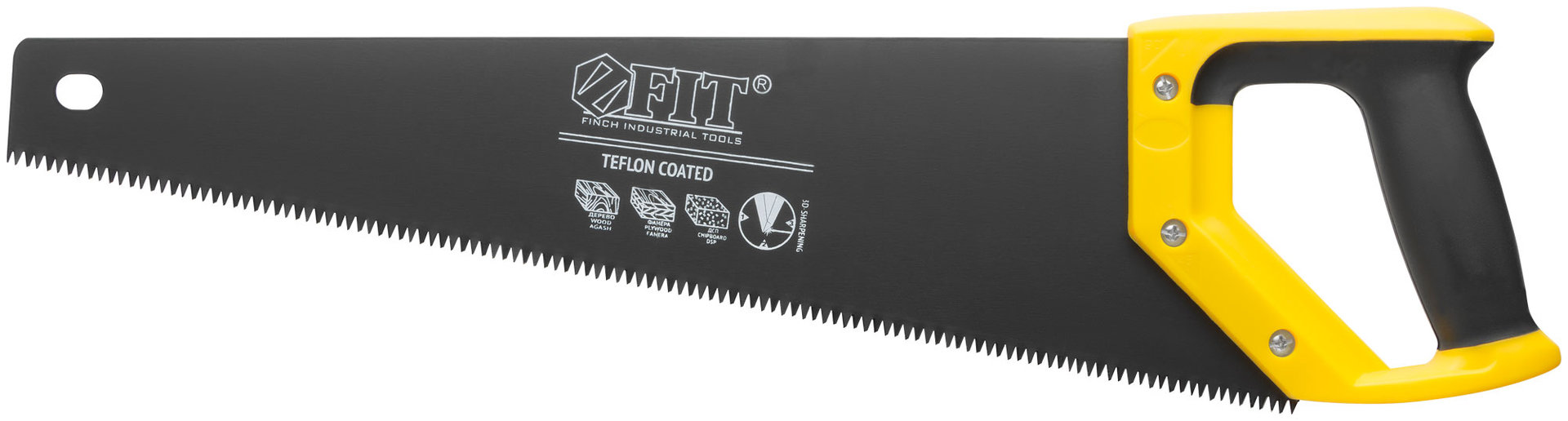 Ножовка по дереву, средн.кален.зуб 7 ТPI, 3D заточка, пласт.прорезинен.ручка, тефлон.покрытие 450 мм (40465)