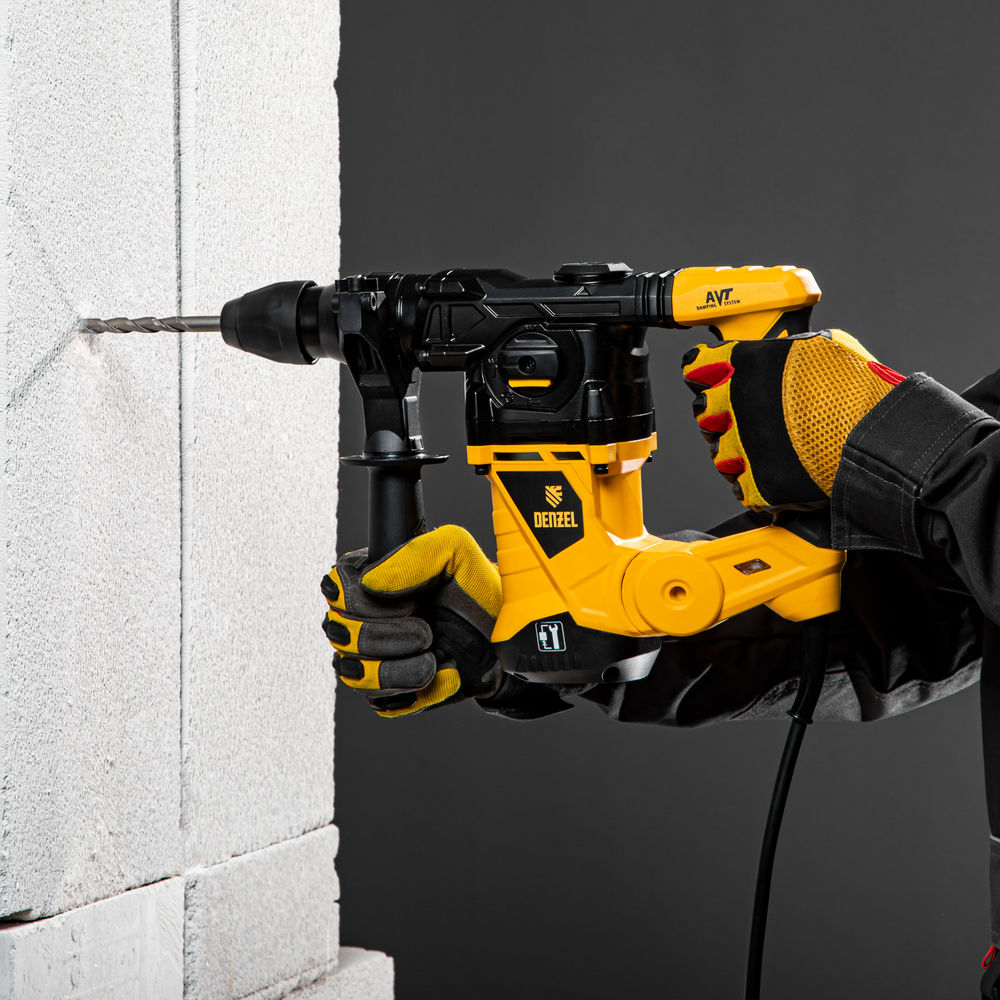 Перфоратор электрический RHV-1250-30, SDS-plus, 1250 Вт, 5 Дж, 3 плюс 1 режим Denzel (26612)