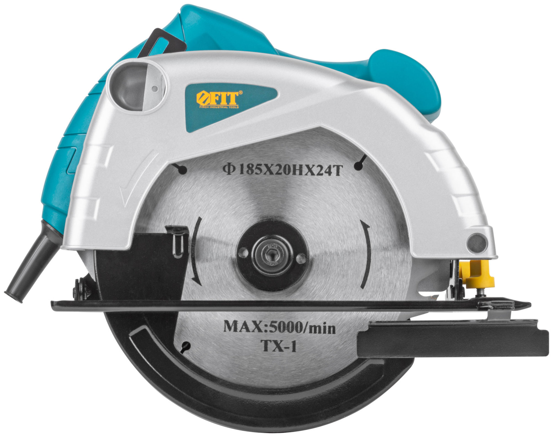 Пила дисковая 1200 Вт; 4500 об/мин; 185/20 мм; 3,0 кг; жел. опора; рез. накл.; коробка (80403)