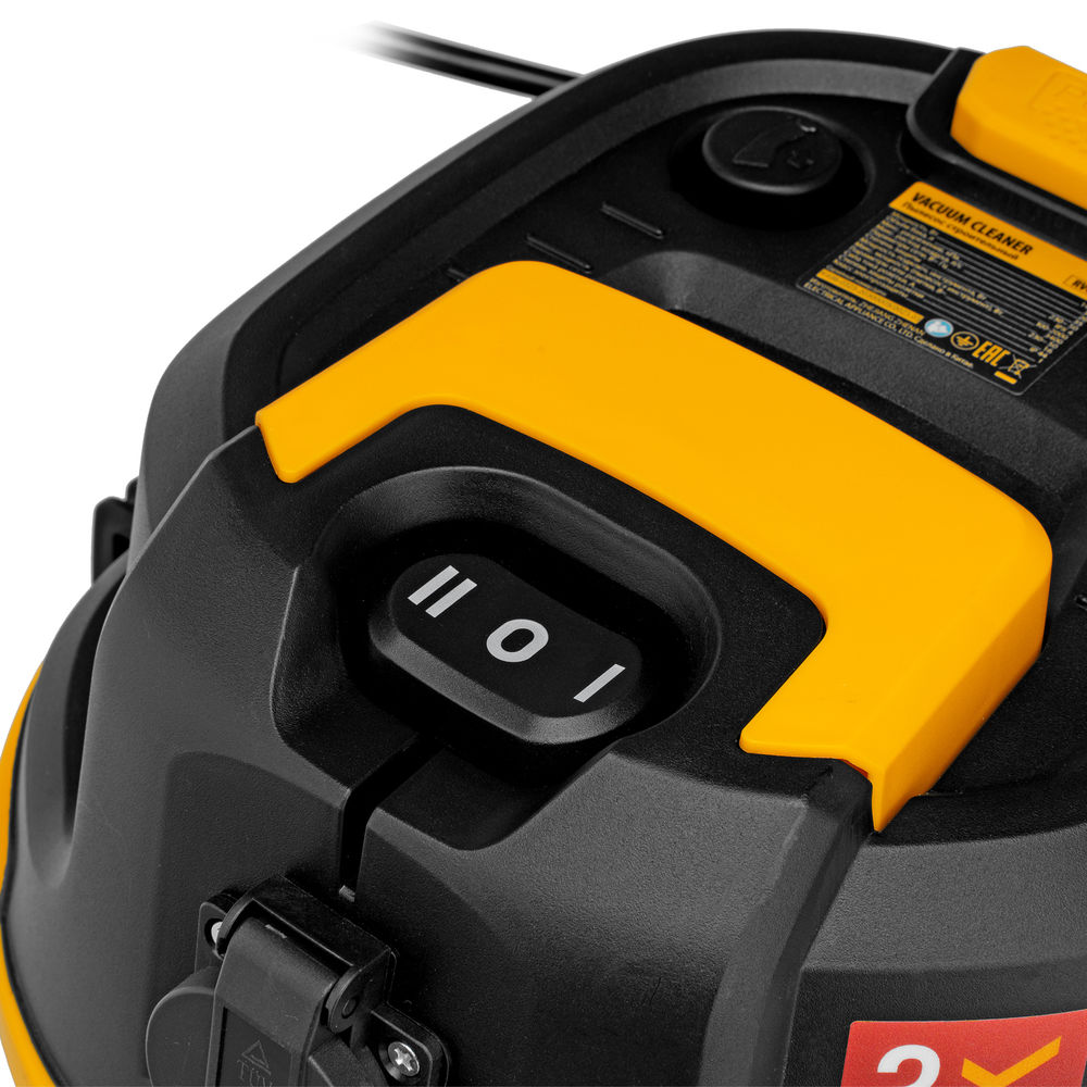 Пылесос строительный RVC30, 1400 Вт, бак 30 л, шланг 3 м, розетка с автосинхр. Denzel (28203)