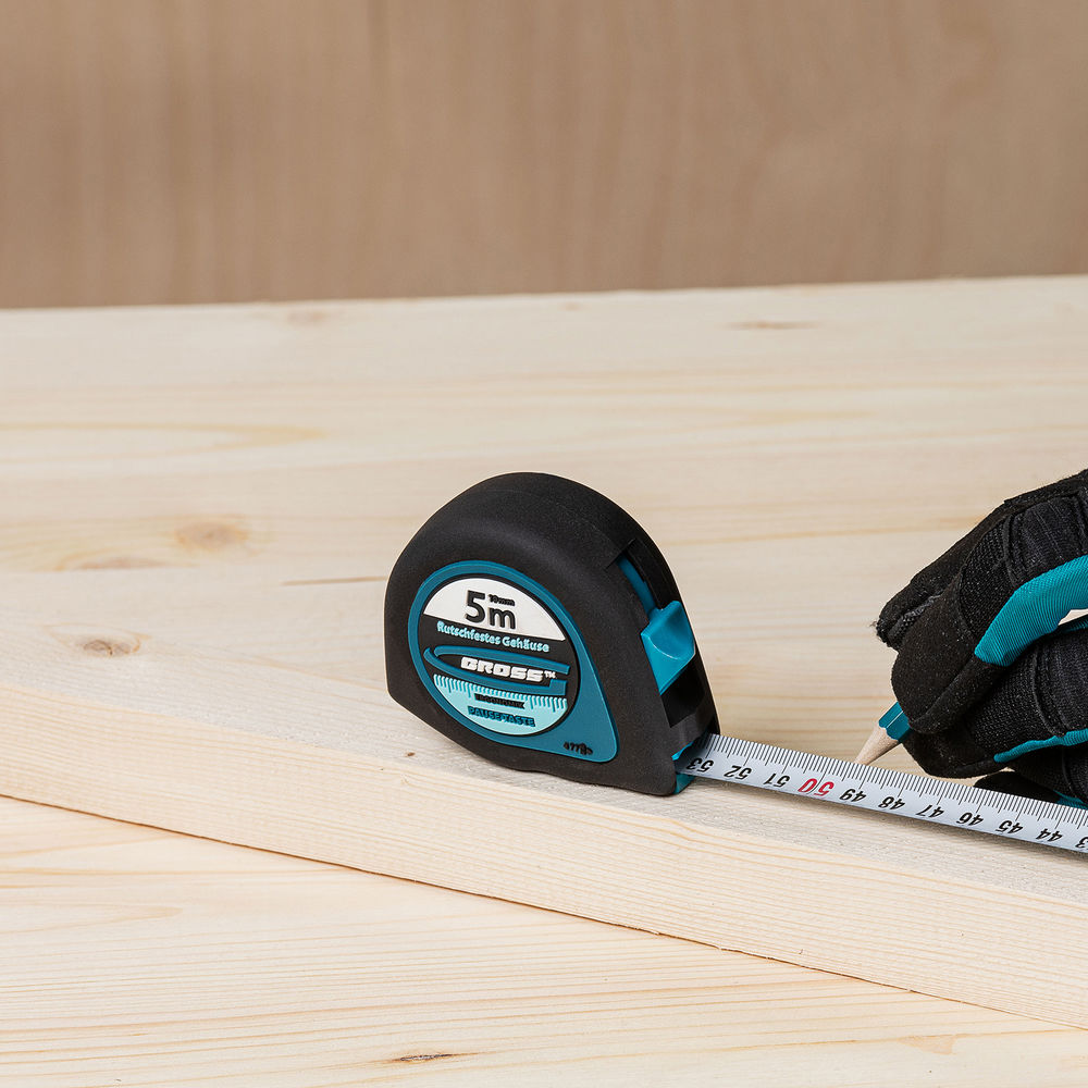 Рулетка Ergonomisch,5 м x 19 мм,магнитный обрезиненный зацеп Gross