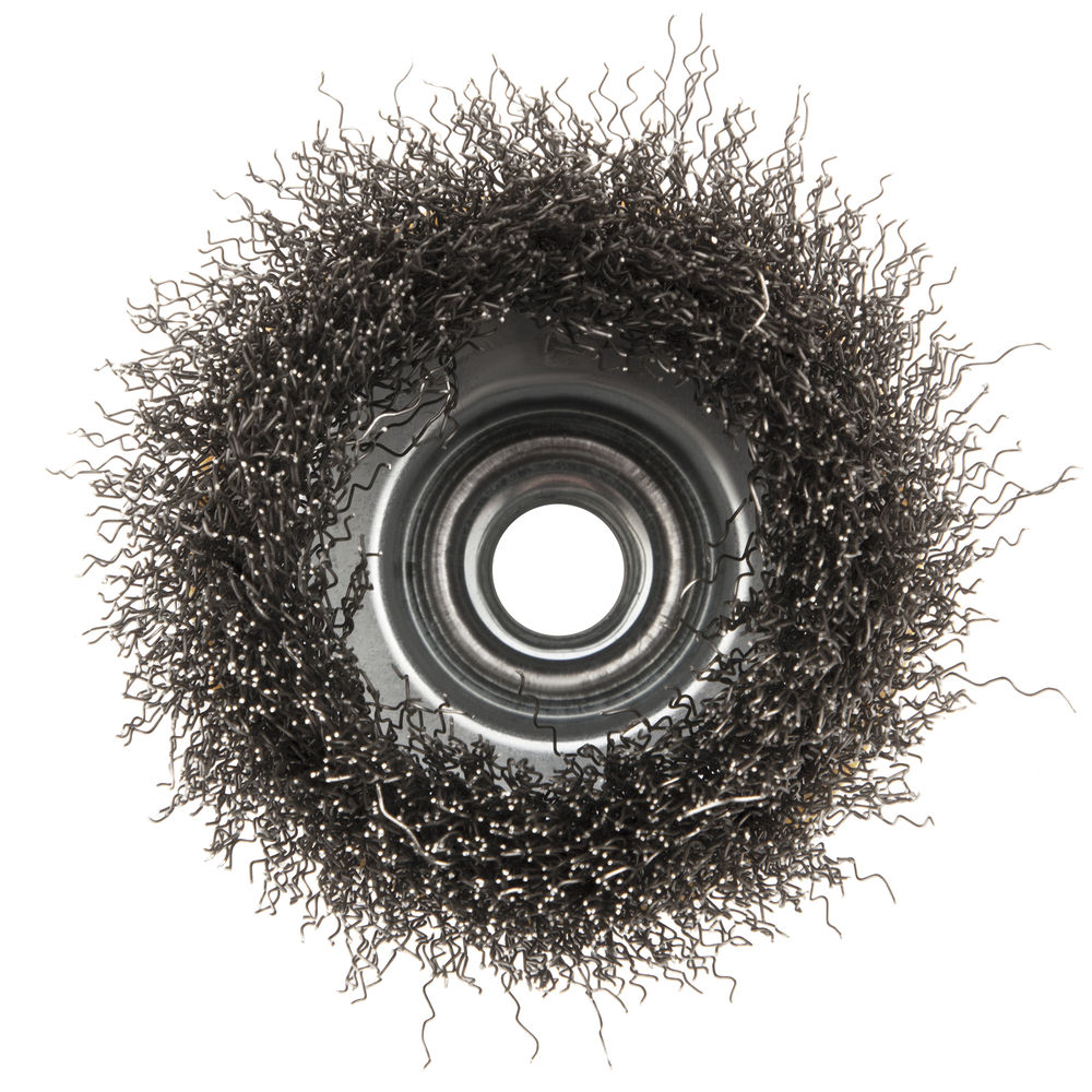 Щетка для УШМ, 75 мм, Чашка, витая нержавеющая проволока 0.3 мм, М14 Denzel (746043)