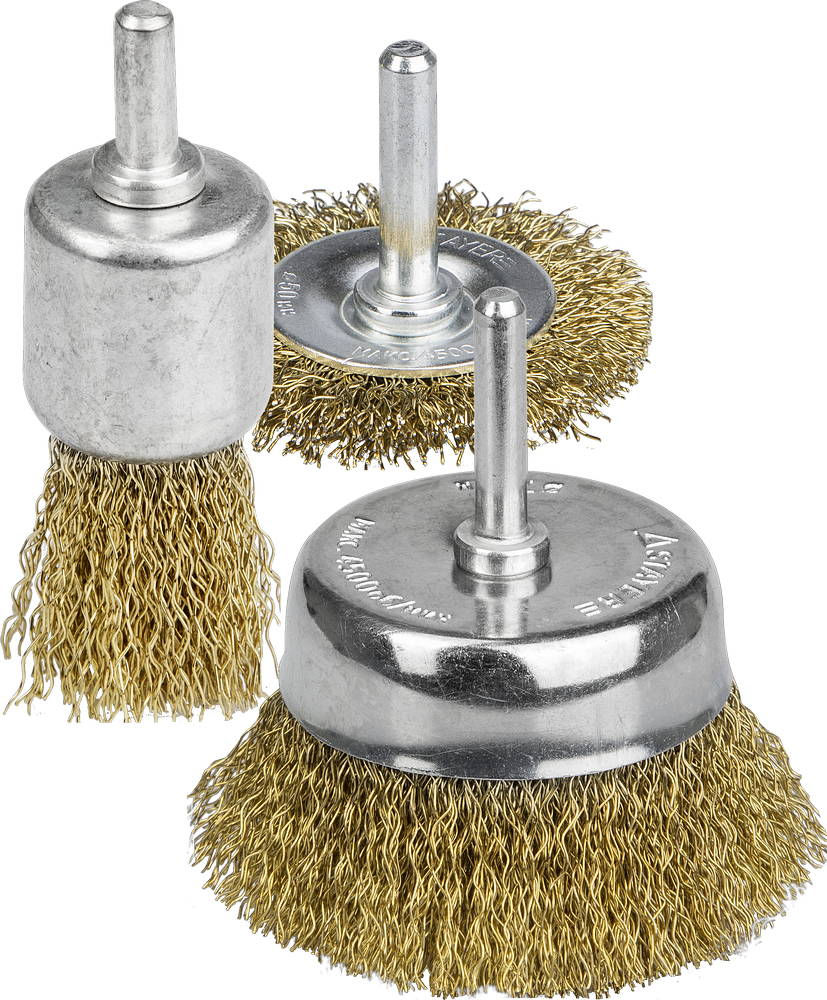 Набор щеток-крацовок для дрели 3 шт, витая стальная латунированная проволока 0.3 мм STAYER Professinal 35152-H3_z01